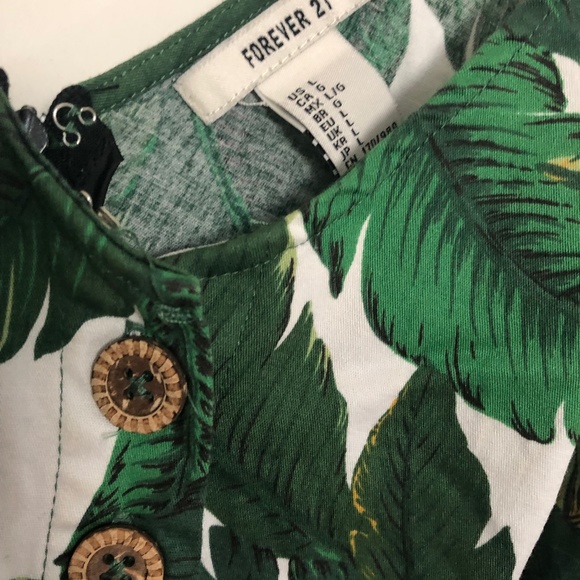 Forever 21 Palm Tree Short Dress with Dark Brown Wood Buttons - Picture 2 of 3
